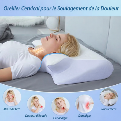 Oreiller Cervical Orthopédique Ergonomique Mémoire de Forme 2 en 1